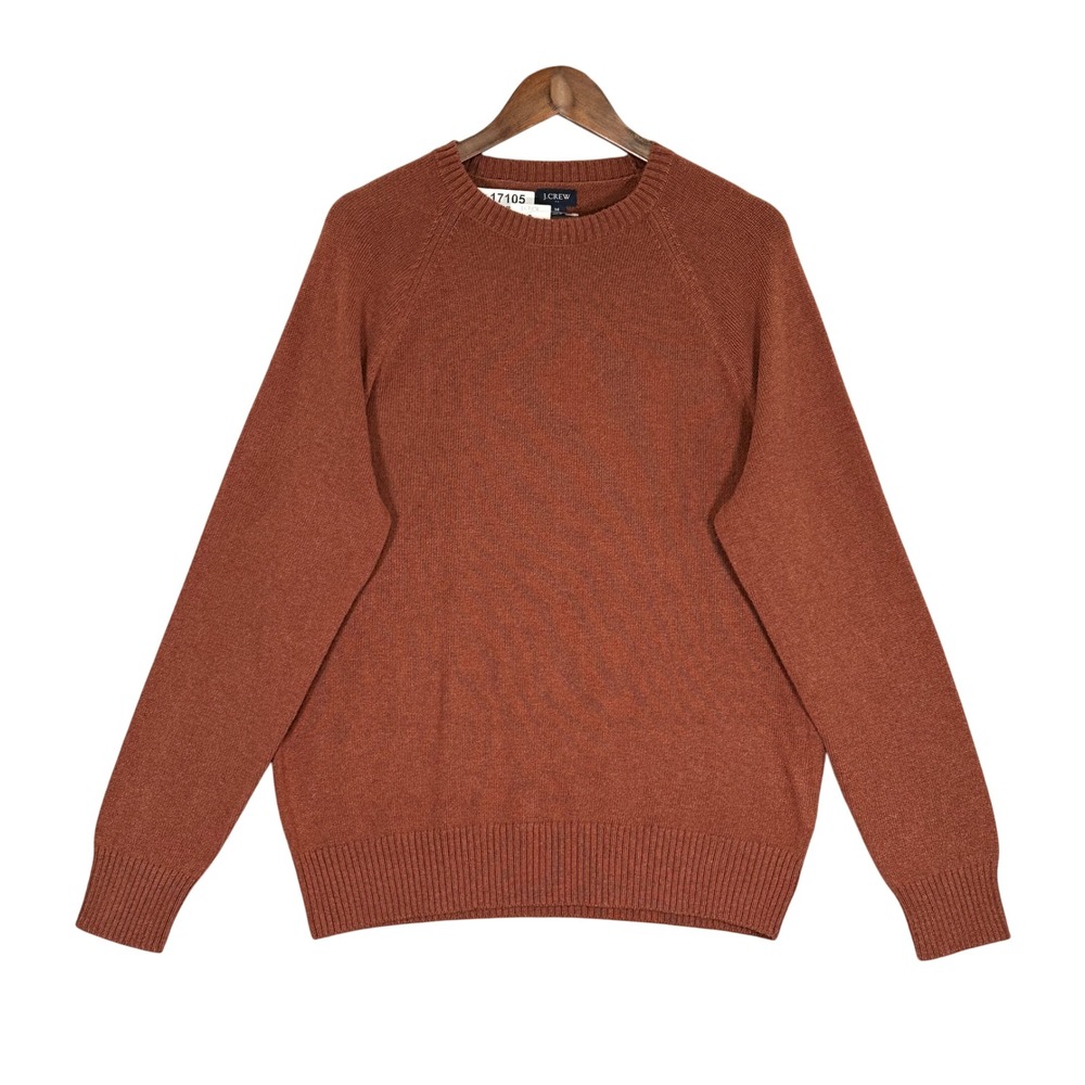 J.Crew Sweater Mens Medium Rust Brown NEW Lambswool Blend Raglan Crewneck AA027